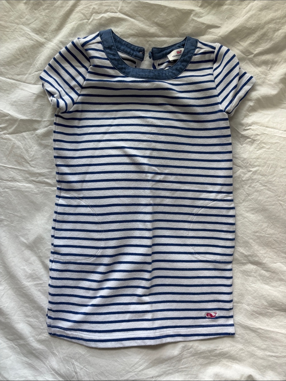 Vineyard Vines White and Navy Striped Knit Tee Dress